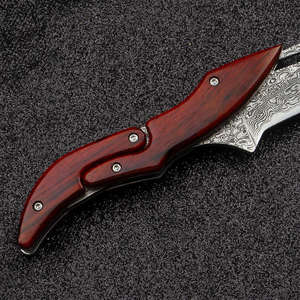 Cuchillo Plegable de Acero de Damasco de Grado Industrial de Alta Dureza, Cuchillo de Caza Multifuncional para Supervivencia y Camping - Product Image 4