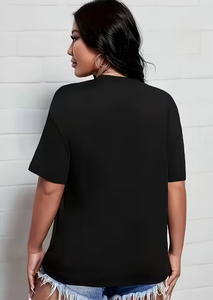 Plus Size Women's Black T-<b>Shirt</b> Anti-Wrinkle Pullover Crew Neck Short Sleeve Casual 100% Cotton Jersey Fabric - Product Image 2