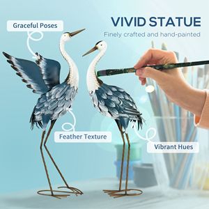 Ensemble de 2 statues de héron bleu pour jardin, 29'' et 27,5'', sculptures d'oiseaux debout pour la décoration de pelouse, patio et jardin - Product Image 4