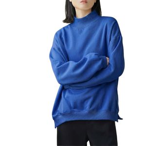 Royal Blue Crew Neck Sweatshirt Women Oversized Pullover Fleece <b>Top</b> Streetwear Blank Cotton Blend Autumn <b>Crystal</b> Front Training - Product Image 1