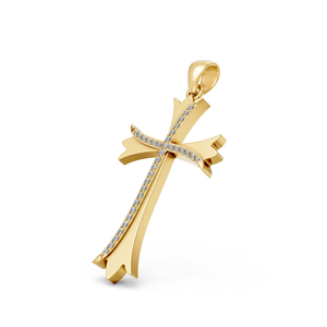 Pendentif Croix en Or Blanc 10K avec Diamant de Laboratoire Certifié IGI 0.16 CTW Taille Brillant Plaqué Rhodium Religieux Élégant et Raffiné - Product Image 4