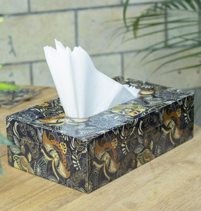 Boîte à mouchoirs en bois imprimée émail floral pour la maison, le bureau, la voiture, cadeau, distributeur de serviettes décoratif pour accessoires de table - Product Image 3
