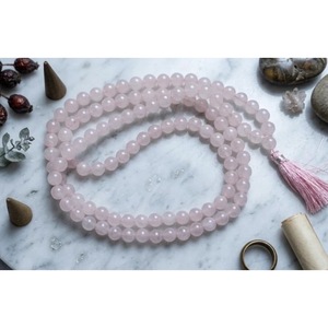 Handmade Rose Quartz 108 Mala Bracelet <b>Spiritual</b> Jewelry From Jaipur India Wholesale Crystal <b>Necklaces</b> - Product Image 2