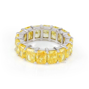lab grown <b>diamond</b> <b>ring</b> yellow <b>diamond</b> eternity band radiant cut full eternity <b>ring</b> luxury wedding band for women - Product Image 3