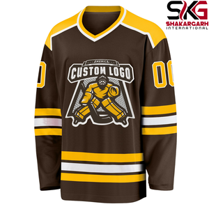 Maillot de hockey sur glace personnalisé, col en V, manches longues, polyester, uniforme d'équipe, impression de nom, numéro et logo pour adultes - Product Image 3
