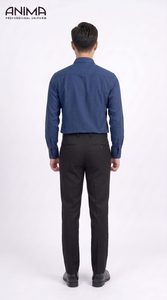 Chemise en bambou bleu marine pour homme ANIMA, respirante, décontractée et professionnelle - Product Image 4