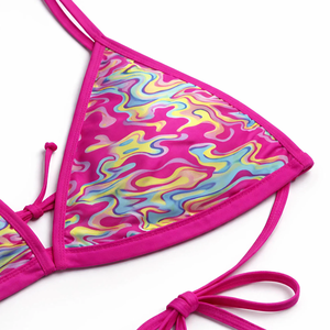 ชุดว่ายน้ำบิกินี่สองชิ้นสีเหลืองสดแบบสั่งทำพิเศษสำหรับสาวบราซิล ลายเสือดาว โชว์หลังเปลือย - Product Image 2