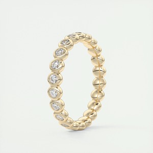 14k Yellow Gold Bezel Set Diamond <b>Ring</b> 1.35CT Brilliant Lab Grown IGI Certified Minimalist Women's Eternity Band <b>Stacking</b> <b>Ring</b> - Product Image 4