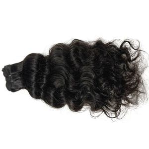 Extensiones de Cabello Humano Remy Indio, Ondulado Profundo, Trama Simple, Puntas Completas, Negro Natural, 100 g, 20 Pulgadas - Product Image 1