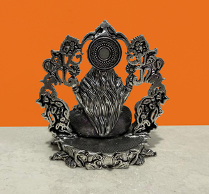 Estatua de Saraswati Hecha a Mano en Latón con Acabado Plateado, Fundición en Cera, Ídolo de la Diosa Saraswati, Decoración para el Hogar o Templo - Product Image 3