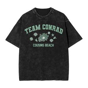 T-shirt surdimensionné en coton Team Conrad Cousins Beach pour homme, décontracté, à manches courtes, imprimé floral, col rond, style vintage - Product Image 2