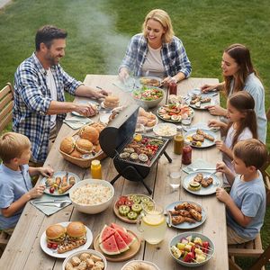 Griglia a Carbone Portatile a Due Lati, Barbecue da Tavolo per Campeggio, Giardino e Avventure all'Aperto - Product Image 3