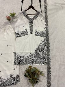 ชุดเสื้อท็อปปักลายประดับเลื่อมผ้าเครปสำหรับผู้หญิง TENNECY พร้อมกางเกงพลัสโซ่และผ้าคลุมไหล่ - สไตล์งานปาร์ตี้ ใส่ได้ทุกฤดู - Product Image 5