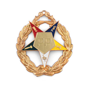 Collier de patron de l'OES Maçonnique, plaqué or, étoile orientale, bijou multicolore en émail, insignes de cérémonie pour officiers de loge - Product Image 1