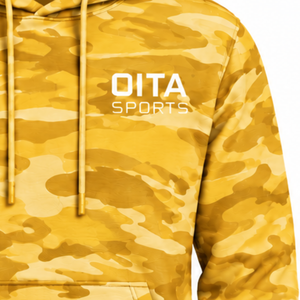 Gold <b>Camo</b> Pullover Hoodie Men Custom Printed Fleece Sweatshirt Kangaroo Pocket Drawstring Long Sleeve Outdoor Casual Hooded <b>Top</b> - Product Image 5