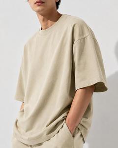 Oversized Men's Solid Color <b>Half</b> Sleeve O-Neck T-<b>Shirt</b> Casual Canvas Fit 100% Cotton Breathable Eco-Friendly 260g Comfortable - Product Image 4