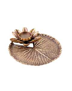 Handcrafted Aluminum Lotus <b>Candle</b> Holder Leaf Base Modern Design Decorative Tray Metal Handicraft Tabletop Vase Function - Product Image 1