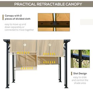 Pergola Retrattile 12x10 con Tenda Parasole Anti-UV, Telaio in Acciaio Impermeabile per Villa e Parco, Beige, per Giardino e Patio - Product Image 6