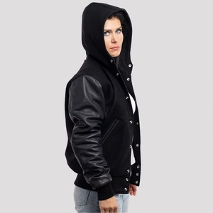 Blousons universitaires en chenille personnalisés avec logo, détails en cuir, fermeture éclair écologique, service OEM, mode décontractée pour hommes – Vente en gros - Product Image 5