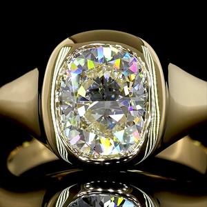 Bague de mariage classique 2 carats taille coussin, certifiée IGI, avec sertissage Gypsy lourd, bande bombée épaisse, plaquée or 14K, bague diamant - Product Image 3