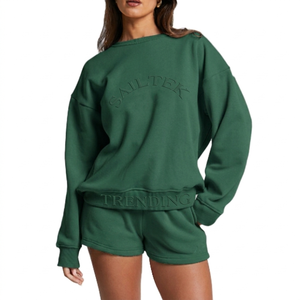 เสื้อสเวตเชิ้ตแขนยาวคอกลมสไตล์ลำลองสำหรับผู้หญิง ผ้าเฟรนช์เทอร์รี่ โพลีเอสเตอร์/คอตตอนบุซับใน น้ำหนัก 300 กรัม ระบายอากาศได้ดี ปรับแต่งได้ - Product Image 4