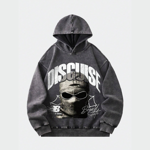 Sudadera con capucha gráfica personalizada con efecto acid wash, calidad premium, tela 100% algodón de alto gramaje, para ropa casual y streetwear, unisex. - Product Image 1