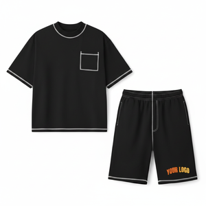 Ensemble 2 pièces pour homme, imprimé, été, t-shirt et short décontractés, respirant, polyester et coton, nouvelle arrivée, vêtements tendance, t-shirt et short - Product Image 6