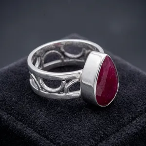 925 Sterling Silver Red Quartz Statement Ring Handmade <b>Vintage</b> Gemstone Jewelry Bold Cocktail Ring Women's Wholesale - Product Image 4