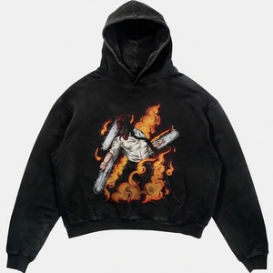 Sudadera con capucha extragrande personalizada con estampado gráfico y acabado lavado al ácido, 100% algodón, estilo urbano, unisex. - Product Image 3