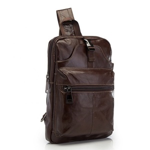 High Quality Custom Genuine Leather Vintage Fashion Portable Chest Bag for Men Zipper Closure Outdoor & Daily Use - Product Image 3