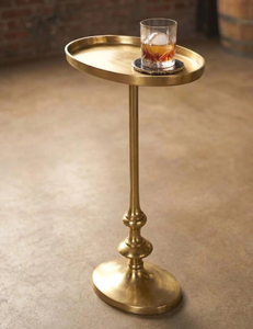 Luxury <b>Antique</b> Brass Oval Drink <b>Table</b> Metal Pedestal Accent <b>Side</b> <b>Table</b> Decorative Gold Drink Tray Stand Case Wholesale Gift - Product Image 1