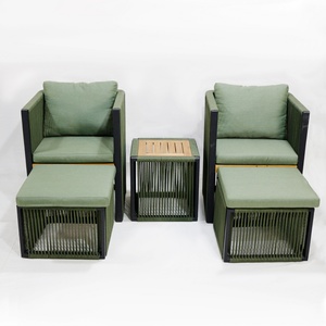 Ensemble de jardin moderne pour l'extérieur avec 2 chaises, ottoman et table pour patio, cour, balcon, bord de piscine - Product Image 6