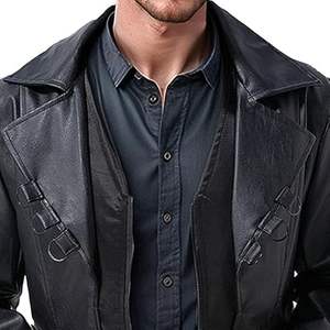 Chaqueta de Cuero Negra Personalizada, Abrigo Largo de Cuero, Nuevo Diseño de Moda, Abrigo de Cuero de Alta Calidad para Hombre - Product Image 1