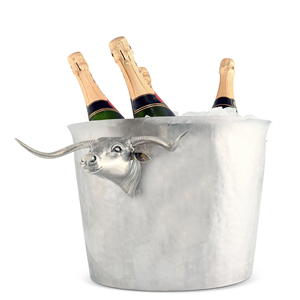 Cubo de hielo de aluminio con asas de toro Longhorn, enfriador de vino y champán para bar y decoración con temática western - Product Image 2