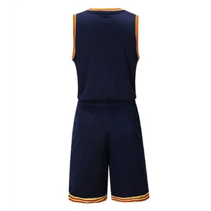 Ensemble de maillot de basket-ball bleu marine pour homme, sans manches, col rond, taille élastique, respirant, polyester, coupe régulière, toutes saisons - Product Image 3