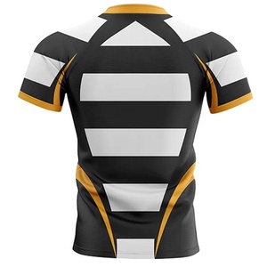 Maillot de rugby personnalisé sublimé rouge et noir pour homme, manches courtes, ajusté, anti-humidité, col rond, vêtements de sport toutes saisons - Product Image 2