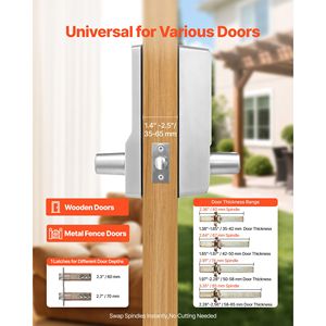 Serratura per Porta con Tastierino Combinato a Pulsante Singolo 2.0, Ingresso Senza Chiave con Codice a 5 Cifre, Serratura Meccanica - Product Image 3