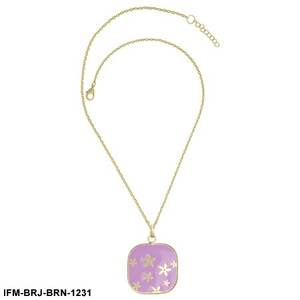 Collar artesanal de latón con colgante cuadrado geométrico, grabado floral en esmalte lila, estilo bohemio, llamativo para fiestas - Product Image 5