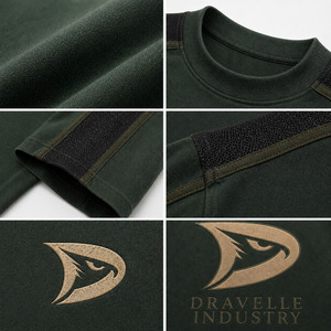 T-shirt oversize Y2K streetwear pour homme, tee-shirt en coton vert forêt avec épaules en mesh et logo brodé doré - Product Image 6