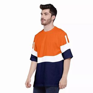 เสื้อยืดโอเวอร์ไซส์ผู้ชาย แขนสั้น คอกลม ผ้าทอ ดีไซน์เรียบง่าย แต่งขอบตัดสี ความยาวปกติ ผ้าฝ้าย 100% - Product Image 3