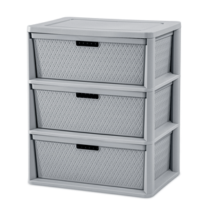 Tour de rangement en plastique à 3 tiroirs avec bacs décoratifs amovibles - Product Image 5