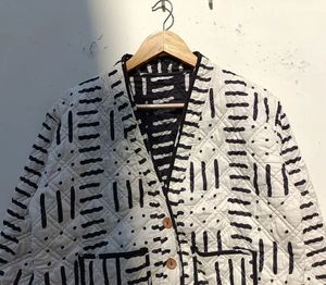 Block Printed Cotton Quilted <b>Jacket</b>: Boho Handmade Women's Coat - Product Image 2
