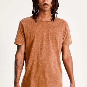 Men's Casual Solid Acid Wash T-Shirt 100% Cotton Knitted Breathable Customizable Premium Fabric O-Neck Regular Fit for Outdoor - Product Image 6
