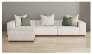 Modern Fabric L-Shaped Sectional <b>Sofa</b> Set 3 Seater with Padded Arms <b>Foam</b> Filling Chaise Lounge and Wood Legs for Home & Hotel - Product Image 2