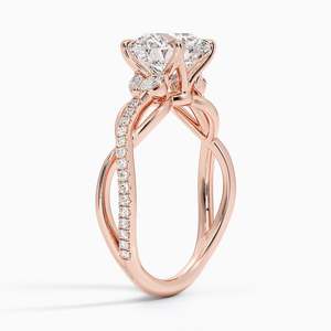 แหวนหมั้นแบบวงแหวนประดับเพชรโมอิสซาไนต์ ชุบทอง 14K เงินแท้ 925 ทรงกลมเจียระไนแบบบริลเลียนท์ - Product Image 4