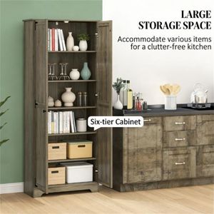 Gabinete de Almacenamiento Gris para Sala de Estar, Gabinete de Almacenamiento de Alimentos para Cocina - Product Image 2