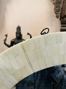 Modern <b>Round</b> Bone Inlay Wedding Decorative <b>Bathroom</b> Wall <b>Mirror</b> - Product Image 4