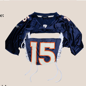 Maillot de football américain court à lacets pour femme, personnalisable avec numéro en maille, style streetwear, haut de sport, production OEM sur mesure - Product Image 6