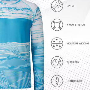 เสื้อยืดคอกลมแขนยาวทรงปกติสำหรับผู้ชาย ผ้าถักเรียบสีพื้น โลโก้ด้านหน้า แห้งเร็ว ระบายอากาศได้ดี ผ้าฝ้าย/ใยไผ่ เหมาะสำหรับตกปลา เดินป่า - Product Image 5