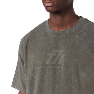 Camiseta de manga corta de alta calidad 100% algodón para hombre, lavado ácido, corte holgado, con logo personalizado impreso, camiseta de lavado ácido para hombre - Product Image 4